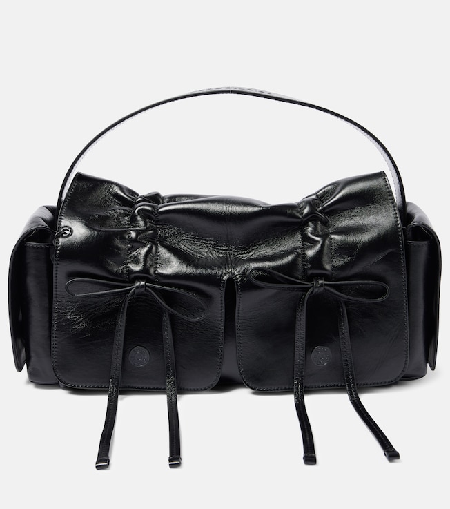 Bow-detail leather tote bag | Acne Studios