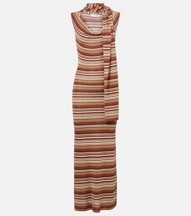 Striped silk-blend midi dress | Aya Muse