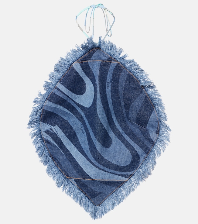 Marmo halterneck denim top | Pucci
