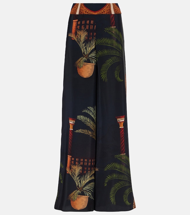 Printed high-rise silk wide-leg pants | Johanna Ortiz