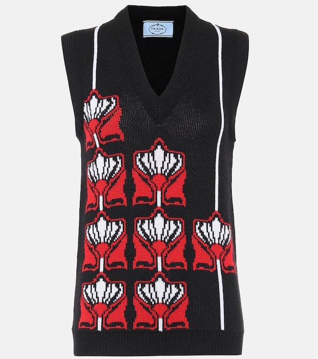 Floral intarsia sweater vest | Prada