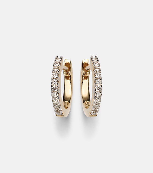 14kt gold huggie earrings with diamonds | Mateo