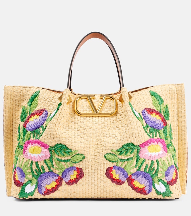 VLogo Medium raffia-effect tote bag | Valentino Garavani