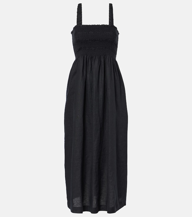 La Bocana shirred linen midi dress | Heidi Klein