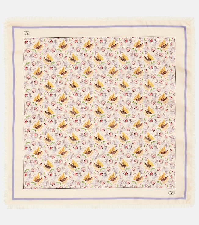Floral silk twill scarf | Valentino