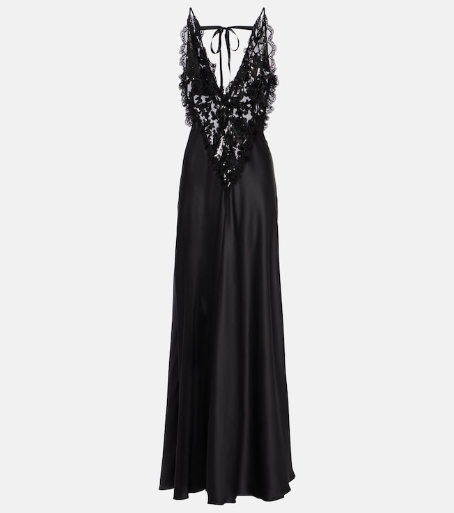 Sequined lace-trimmed satin gown | Rodarte