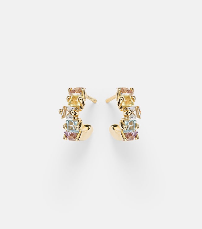 14kt gold mini hoop earrings with gemstones | Suzanne Kalan