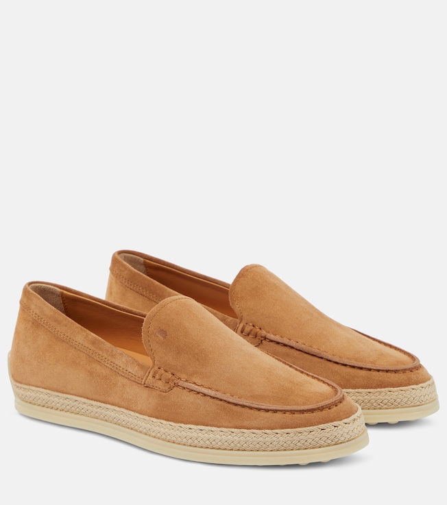 Jute-trimmed suede moccasins | Tod's