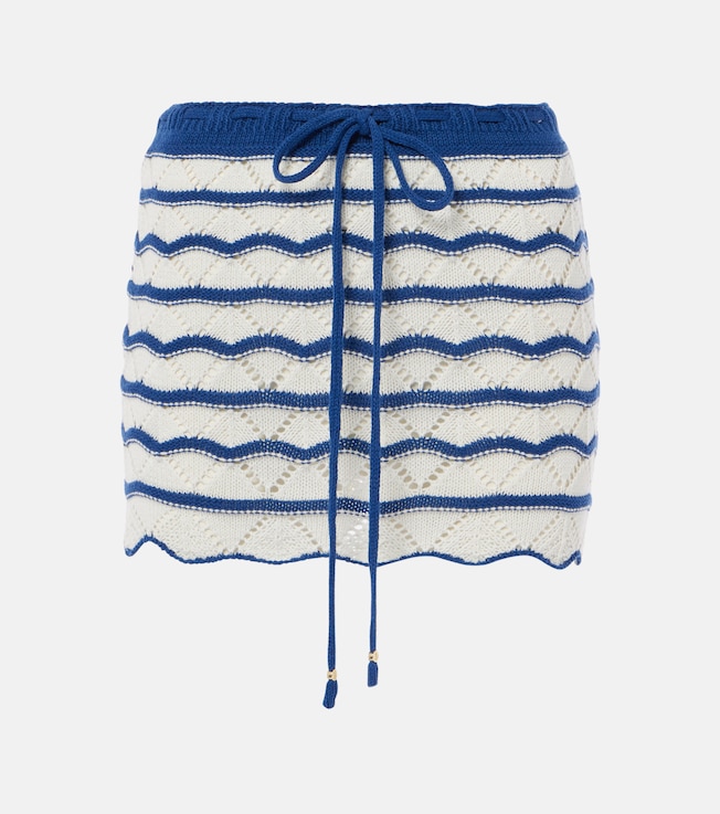 Coco striped open-knit cotton-blend miniskirt | Bananhot