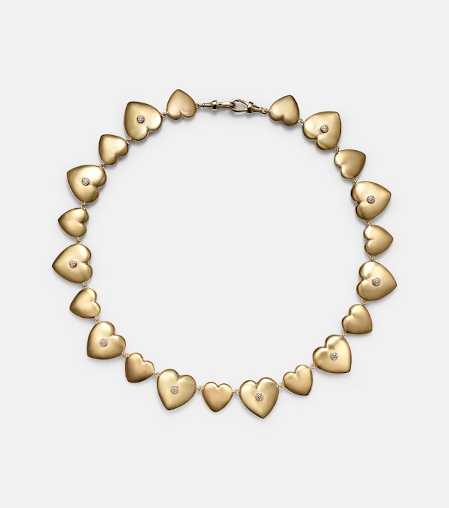 Heart 14kt gold necklace with diamonds | Marie Lichtenberg