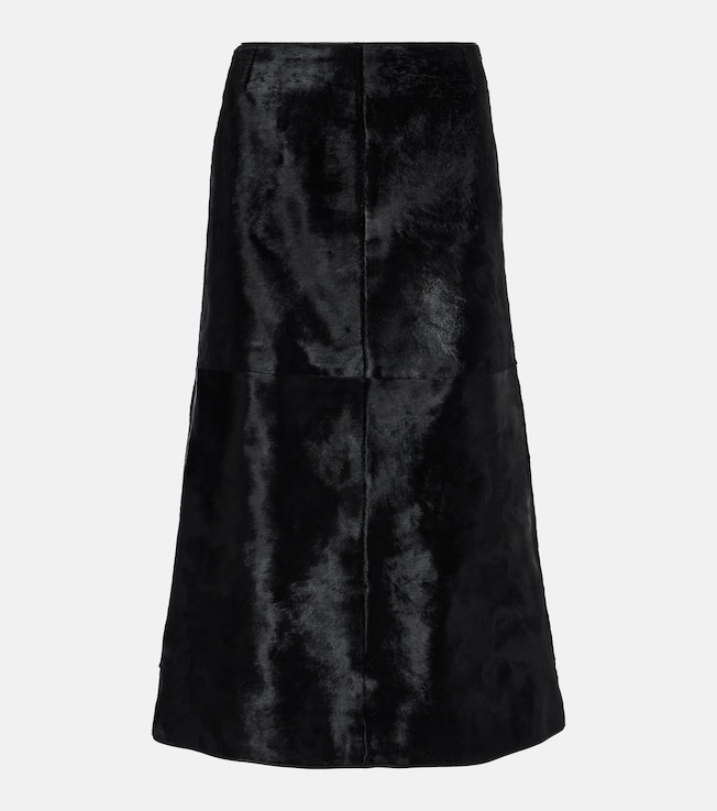 Paneled calf hair midi skirt | Toteme