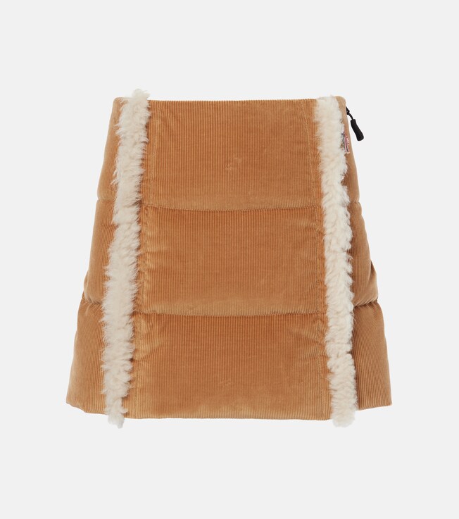 Shearling-trimmed corduroy miniskirt | Moncler Grenoble