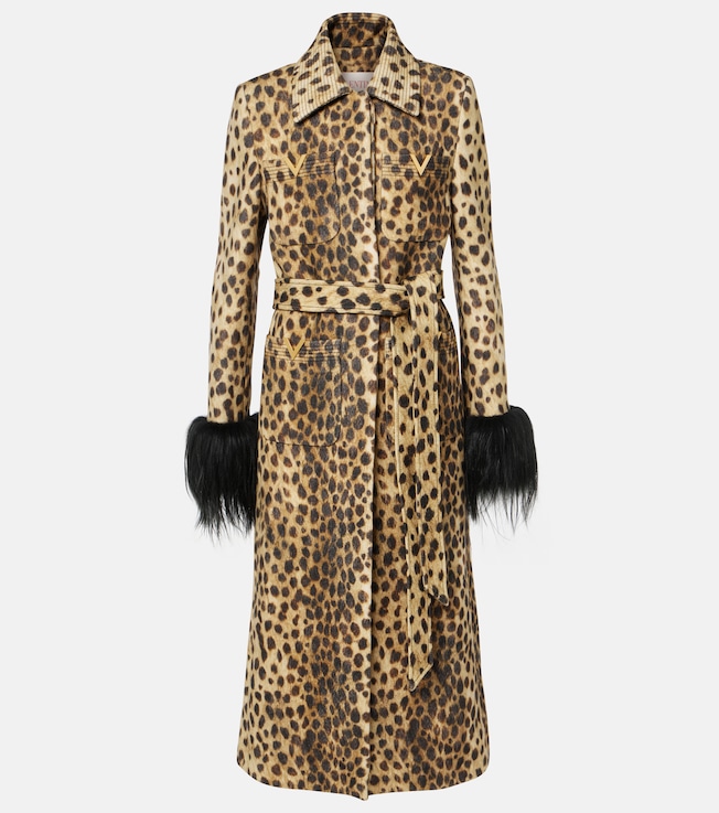 Jaguar Spots VGold belted wool coat | Valentino