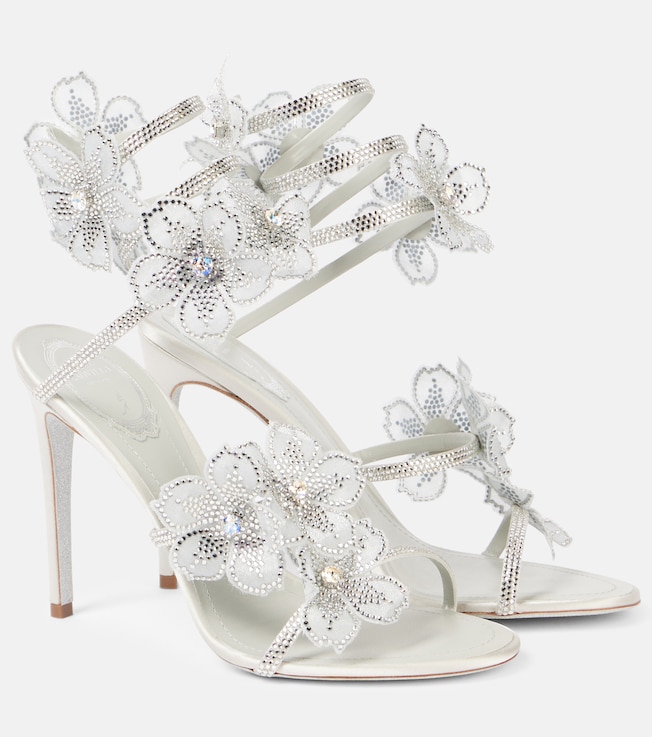105 crystal-embellished satin sandals | Rene Caovilla