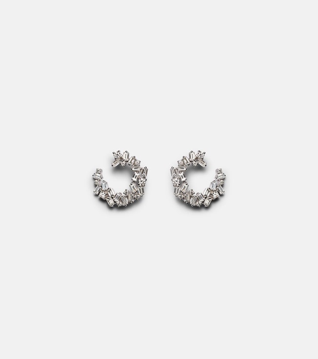 Chloé 18kt white gold hoop earrings with diamonds | Suzanne Kalan