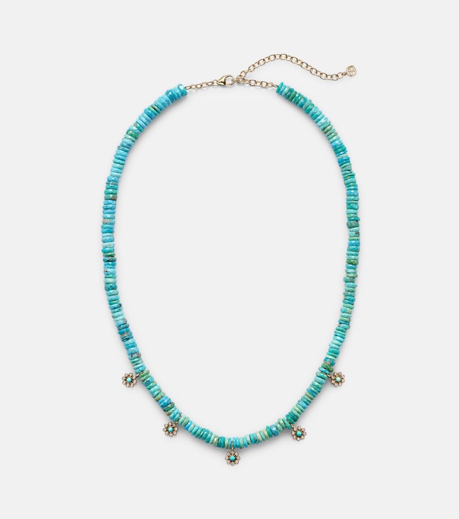 Daisy 14kt gold beaded necklace with diamonds | Sydney Evan