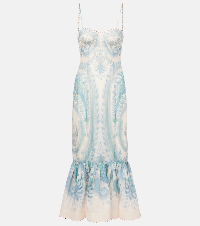 Illuminate silk and linen cocktail dress | Zimmermann