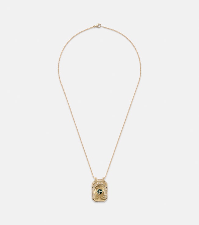 Clover 18kt gold and enamel pendant necklace with diamonds | Marie Lichtenberg