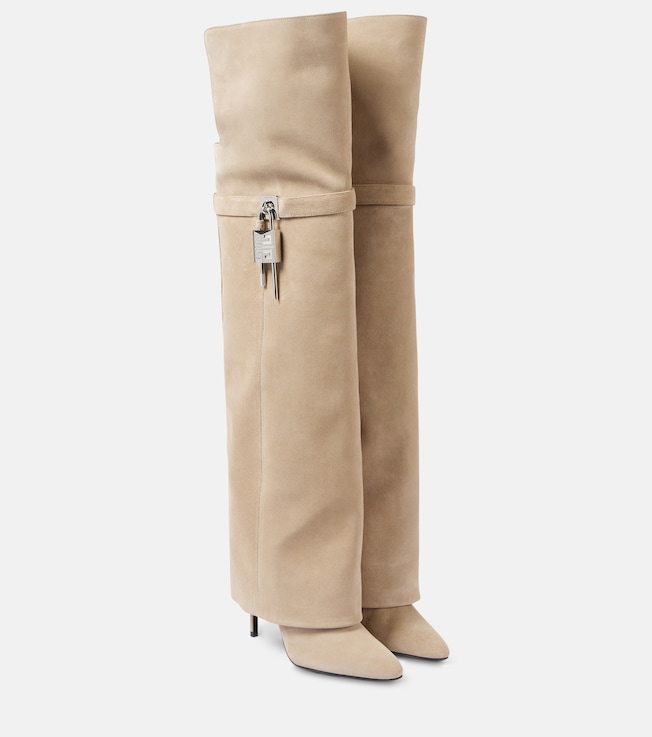Shark Lock 95 suede over-the-knee boots | Givenchy