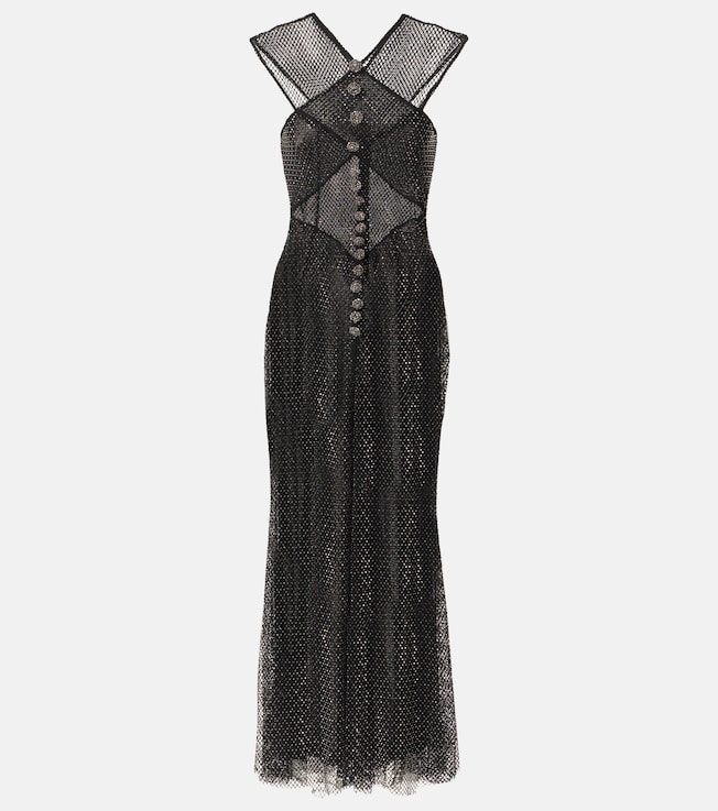 Embellished fishnet maxi dress | Self-Portrait