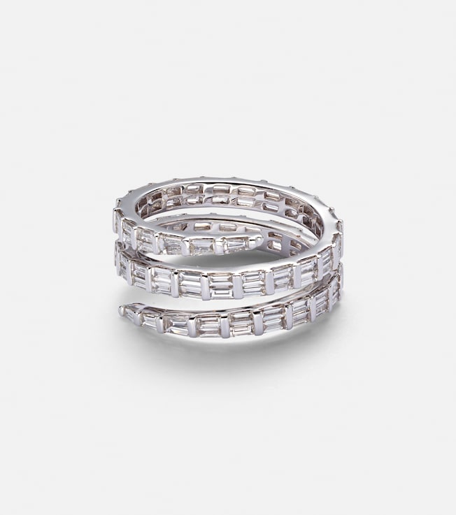 Three Row 18kt white gold ring with diamonds | Anita Ko