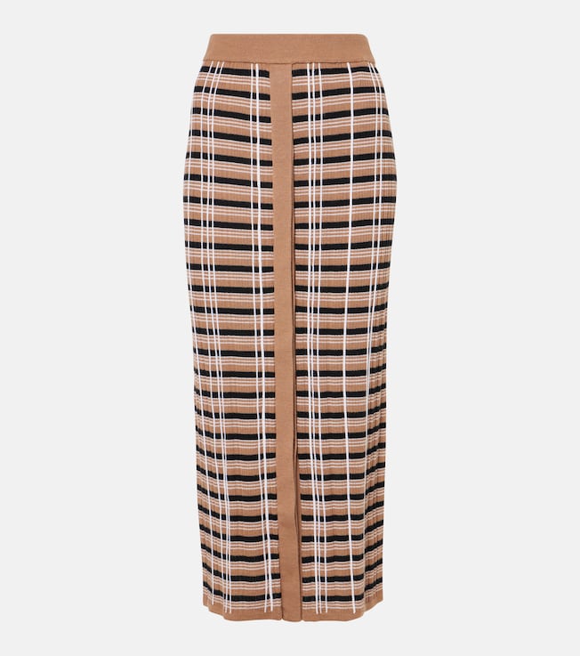 Checked wool and silk maxi skirt | Joseph