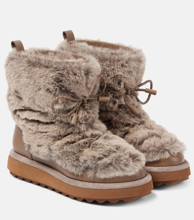 Zeva leather-trimmed faux fur boots | Clergerie