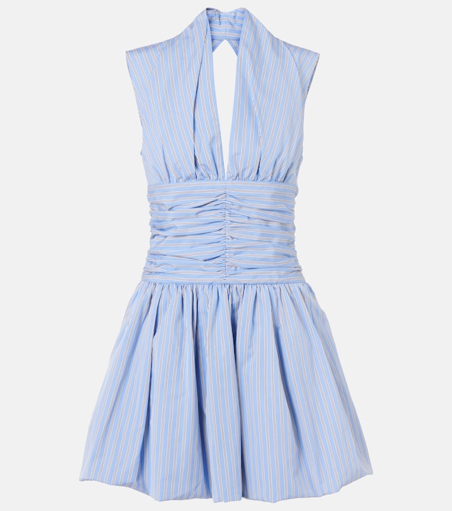 Striped gathered cotton poplin minidress | Patou