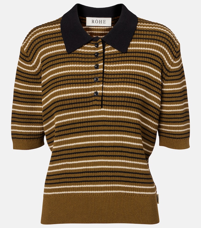 Striped cotton-blend polo shirt | Róhe