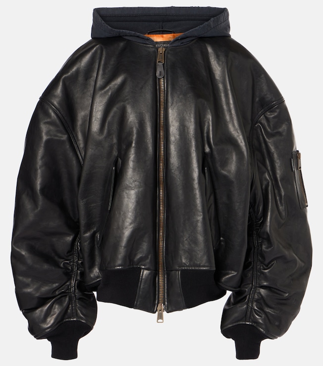 Oversized leather bomber jacket | Balenciaga