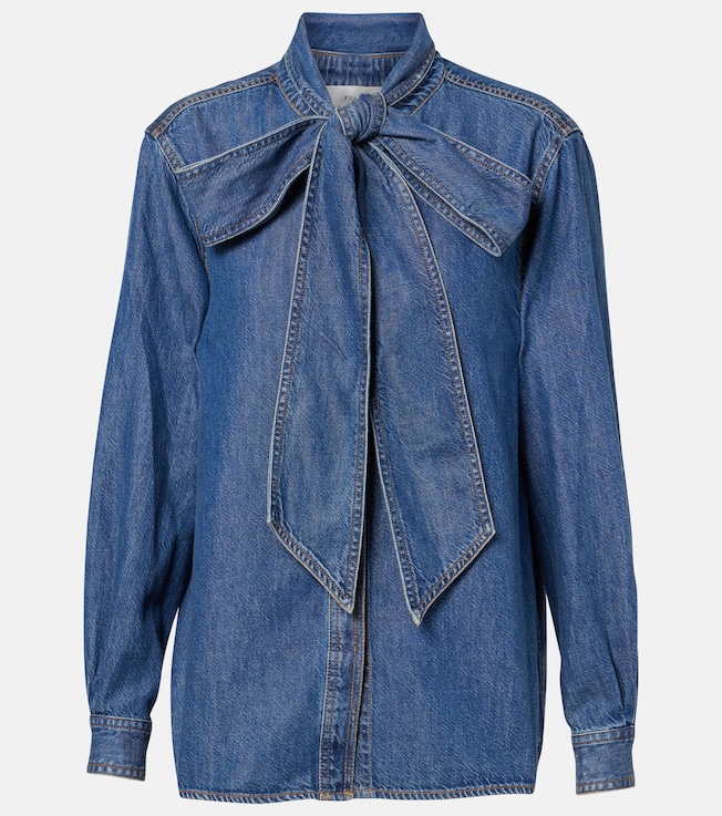 Secretary tie-neck denim blouse | Frame