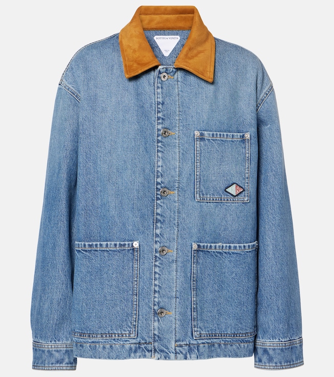 Padded suede-trimmed denim jacket | Bottega Veneta