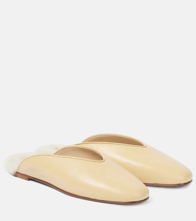 Regency shearling-trimmed leather mules | Le Monde Béryl