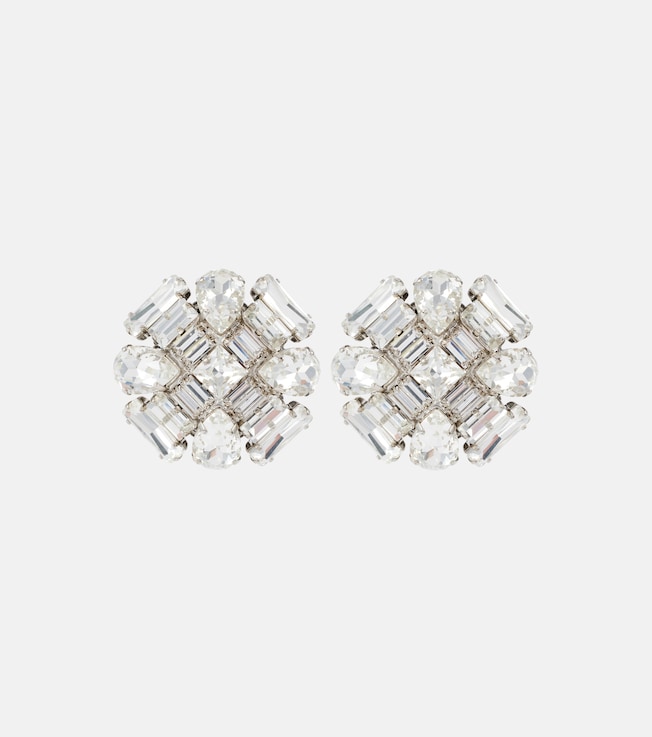 Flower crystal-embellished earrings | Alessandra Rich