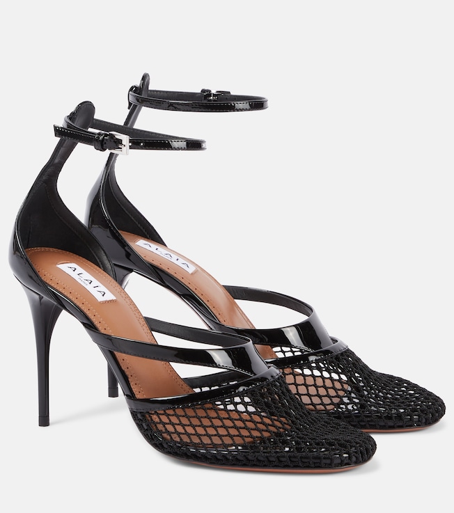 Infradito 90 fishnet patent leather pumps | Alaïa