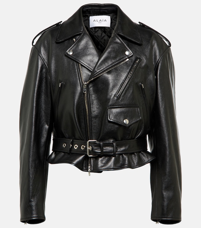 Cropped leather biker jacket | Alaïa