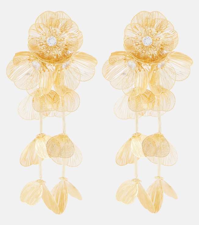 Embellished gold-plated clip-on earrings | Self-Portrait