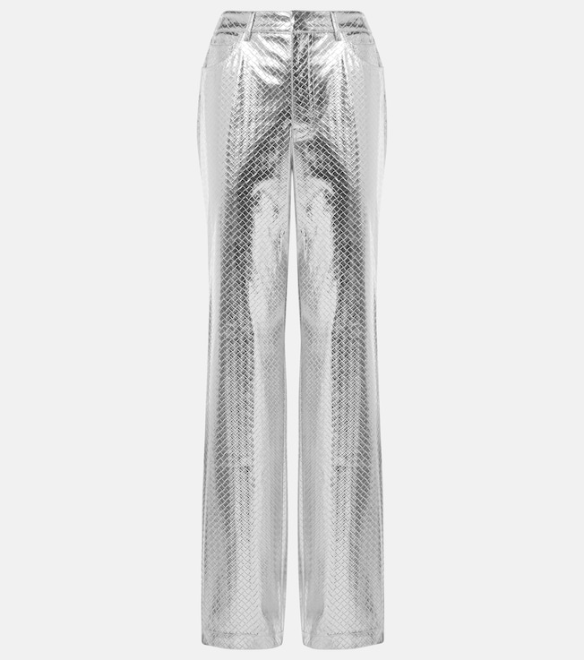 Metallic-effect high-rise straight pants | Rotate