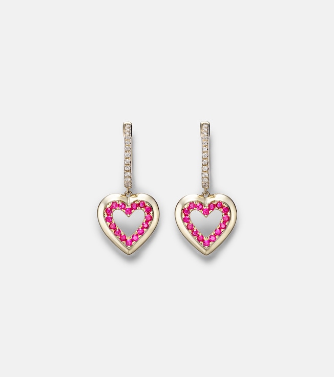 14kt gold hoop earrings with diamonds and sapphires | Roxanne First