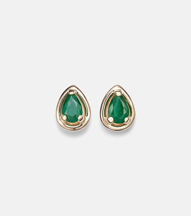 Birthstone Bonbon 14kt gold earrings with emeralds | Stone and Strand
