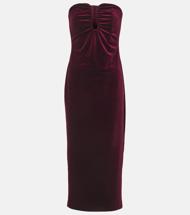 Strapless velvet midi dress | Self-Portrait