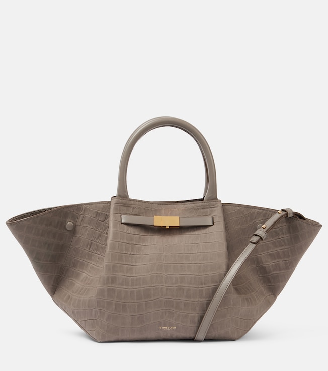 New York Midi croc-effect leather tote bag | DeMellier