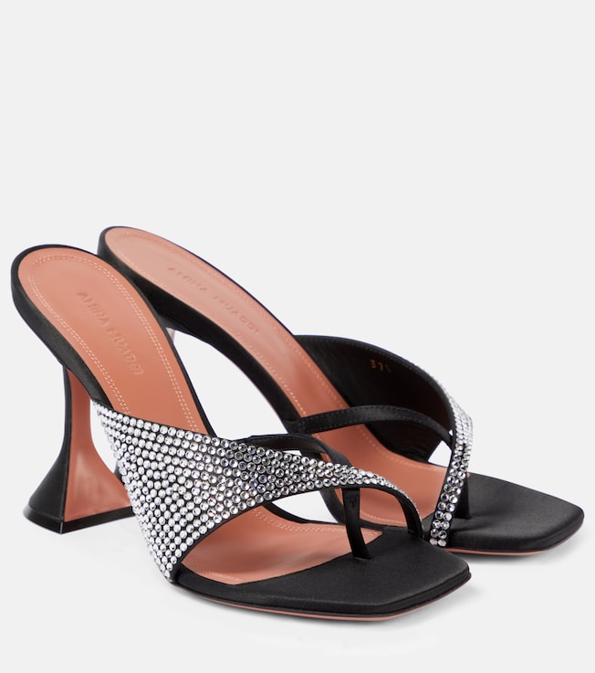 Shiona embellished satin mules | Amina Muaddi