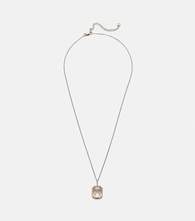 14kt gold necklace with quartz and diamonds | Mateo