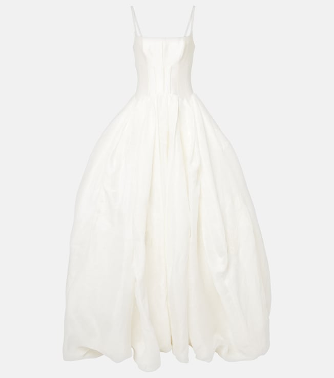 Bridal Leighton appliqué twill and organza gown | Danielle Frankel