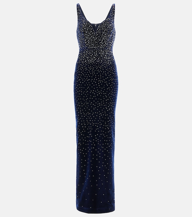 Singlet crystal-embellished velvet gown | Alex Perry
