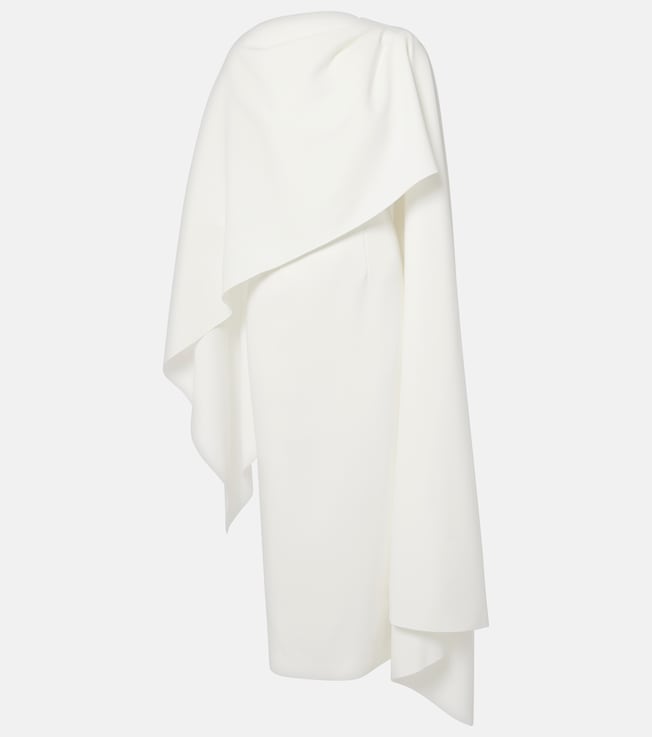 Bridal Demetria caped crêpe midi dress | Roksanda