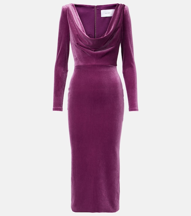 Draped velvet midi dress | Alex Perry