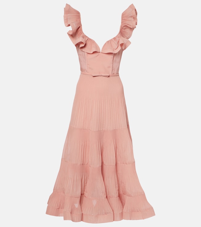 Ruffled pleated midi dress | Zimmermann