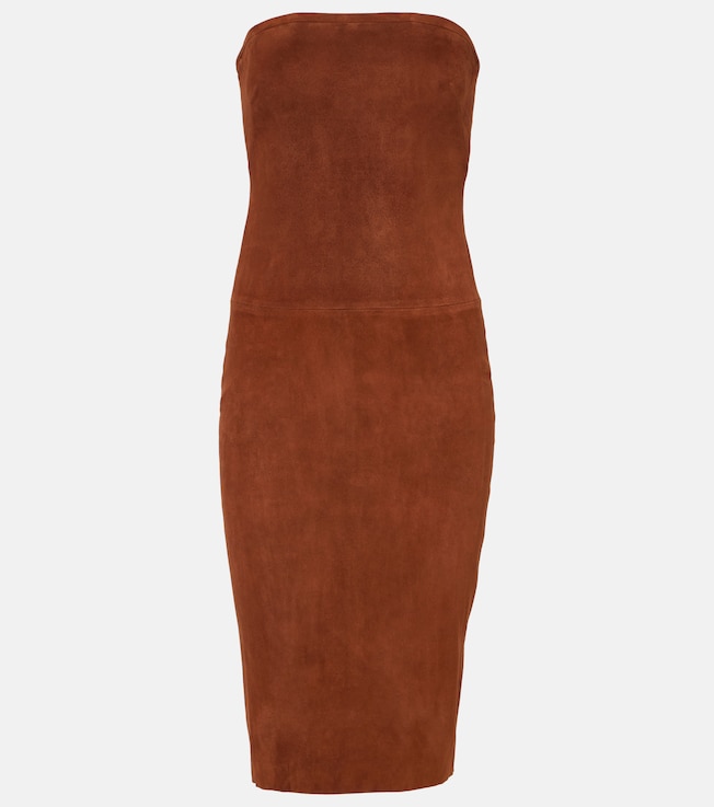 Monica strapless suede midi dress | Stouls